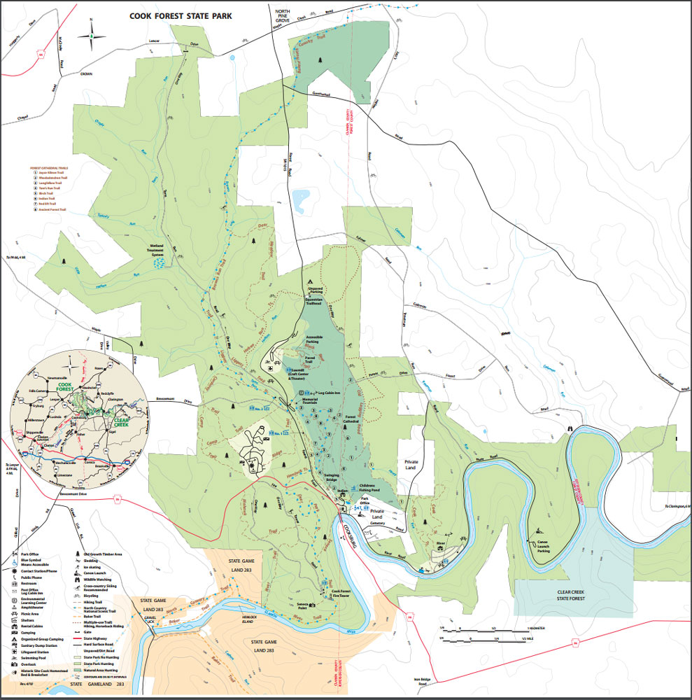 Main Map of Cook Forest State Park